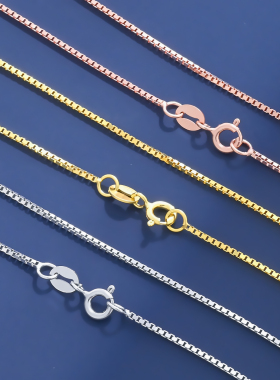 925纯银项链小众盒子链素链链子