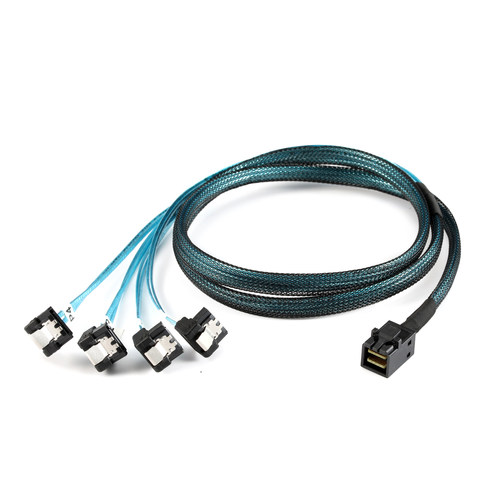 服务器HD MINI SAS SFF 8643转4 SATA 7P 90度阵列卡硬盘数据线 - 图0