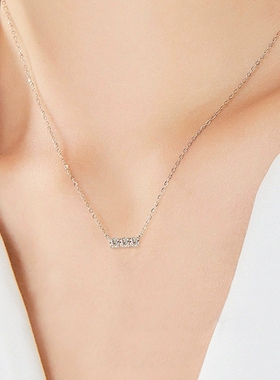 925银莫桑钻项链女锁骨链