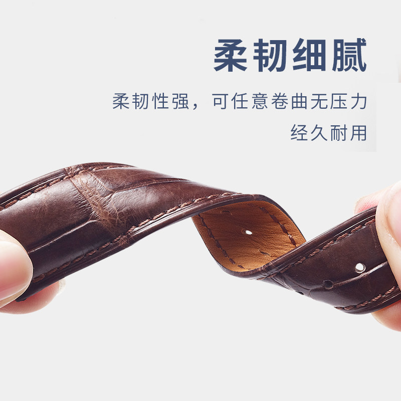 十瑞积家男鳄鱼皮女翻转约会手表带 十瑞配件