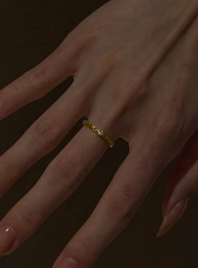 中古风素金点钻女戒10