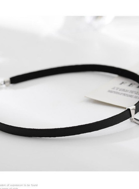 新款几何黑皮绳锁骨链