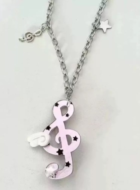 nah手作古早音符少女项链y2k千禧甜酷天使亚文化项链配饰可爱