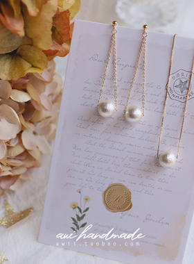 手作风日本棉花珍珠耳夹锁骨链