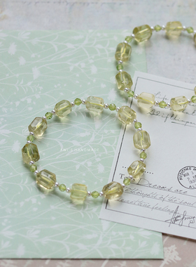 柠檬晶橄榄石清新黄绿色手链手串