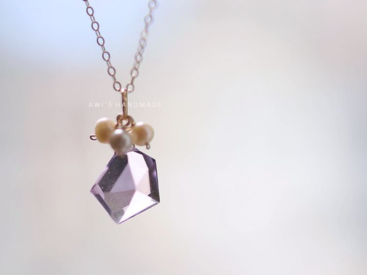 「琉璃冰」原创轻珠宝天然紫水晶+淡水珍珠吊坠14K包金项链锁骨链 - 图2