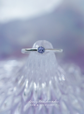 幻想紫坦桑石925银细戒指