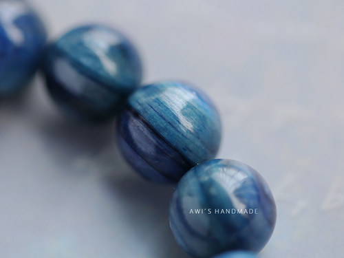 孤品！「罗纳河星夜」梵高星月夜星空蓝绿双色蓝晶石手串情侣手链 - 图3