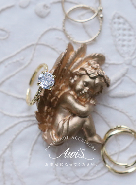 日韩风高级感锆石镶钻银镀金戒指