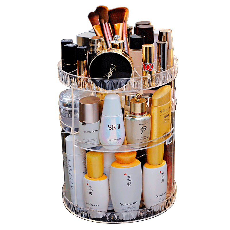 Dormitory rotating makeup, skin care and lipstick storage box