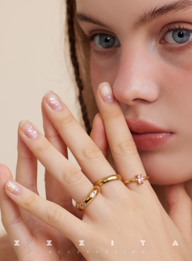 黄铜镀真金粉钻镶嵌戒指