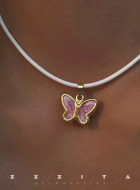 蝴蝶皮绳项链ins小众设计感