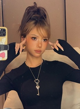 ZZZITA 爱心之匙～银色韩系钥匙爱心吊坠毛衣链项链简约百搭锁骨