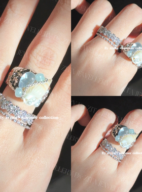 ZZZITA 美人鱼物语·Mermaid Dairy～手工蓝色海螺贝壳戒指套装