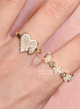 ZZZITA 诱惑月光·Seductive Moonlight～百搭闪钻爱心花朵戒指