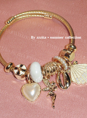 ZZZITA 人鱼公主·Siren Kiss～小众彩色海洋风滴釉贝壳海螺手镯