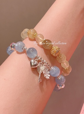 ZZZITA 天然黄水晶金发晶手串送礼物手链