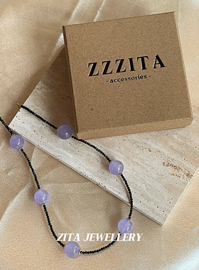 ZZZITA 紫罗兰～辣妹复古紫色串珠撞色项链小众设计感高级锁骨链