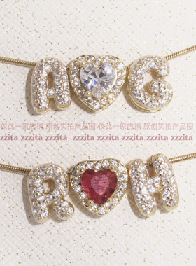 ZZZITA 幸运爱神·Lucky Lover～定制字母闪钻爱心项链设计锁骨链