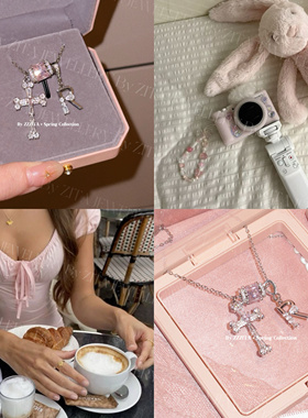 ZZZITA 偷心猎手·定制名字～粉钻十字架英文字母项链锁骨链送礼