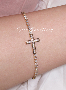 ZZZITA 比弗利之星•Beverly Star～百搭欧美简约闪钻十字架手链