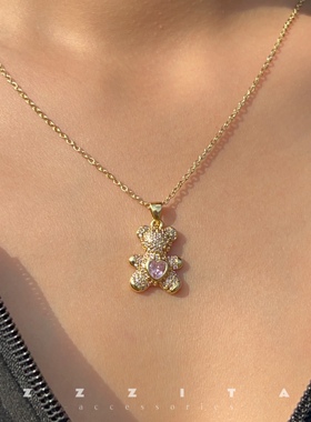 小熊造型项链小众设计感