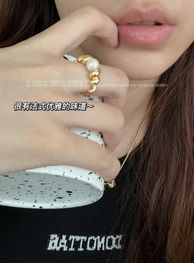 法式优雅真金复古麻花珍珠