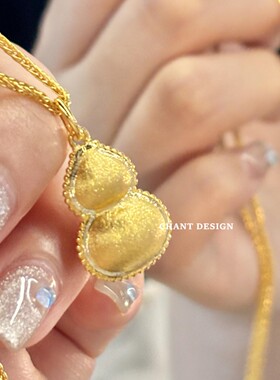 18K金丝绒福禄葫芦项链 女轻奢复古国风纯银锁骨链高级感个性礼物