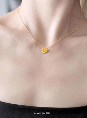 周先生amore爱心项链 女轻奢纯银镀黄金色心形锁骨链情人节礼物潮