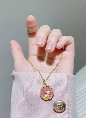 Solovc小兔子项链 18K金蜜粉金工艺女纯银生肖气质黄金