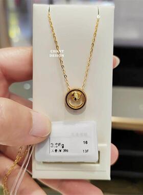 18K金时来运转猫眼项链女ING纯银双环转运珠锁骨链气质圆环礼物潮