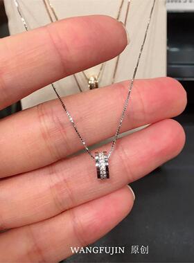 韩国LΟΥD幸运小蛮腰项链女纯银镀玫瑰金时尚弹簧圆形圆圈锁骨链