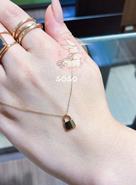 日本Coco锁头项链 女10K金黄金锁骨链情人节定情锁简约钥匙纯银潮