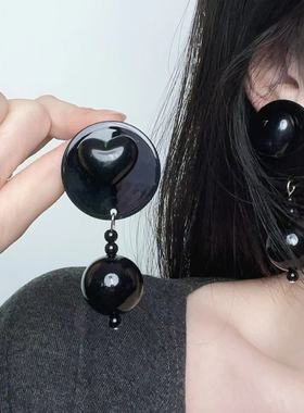 个性甜酷暗黑系圆珠流苏项链耳环时尚轻奢高级感网红潮流饰品新款