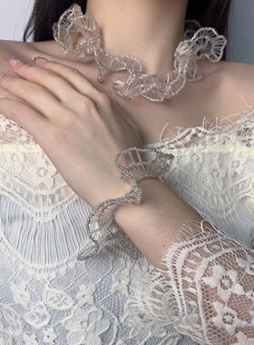 甜美淑女波浪手工串珠项链手链轻奢时尚氛围感个性独特别致饰品女