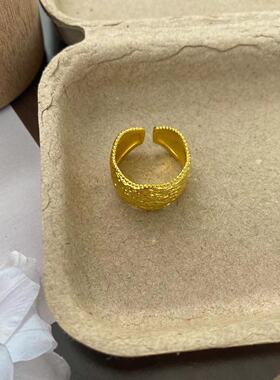 法式经典金属褶皱宽版可口戒指轻奢时尚简约百搭ins风小众指环潮