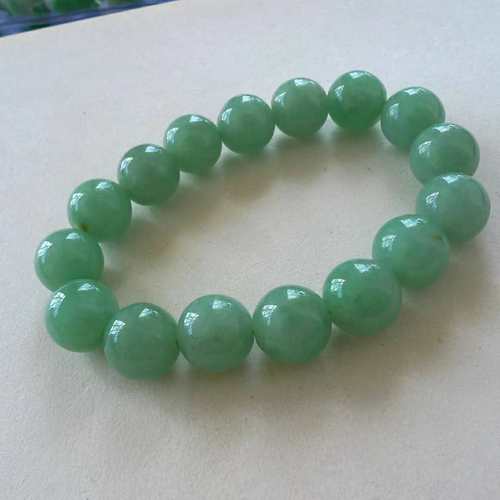 缅甸天然翡翠A货玉石手链 玉珠子男女款豆种满绿手链手串带证书 - 图0