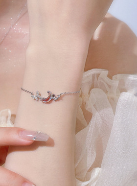 925银原创星月蝴蝶手链女夏季