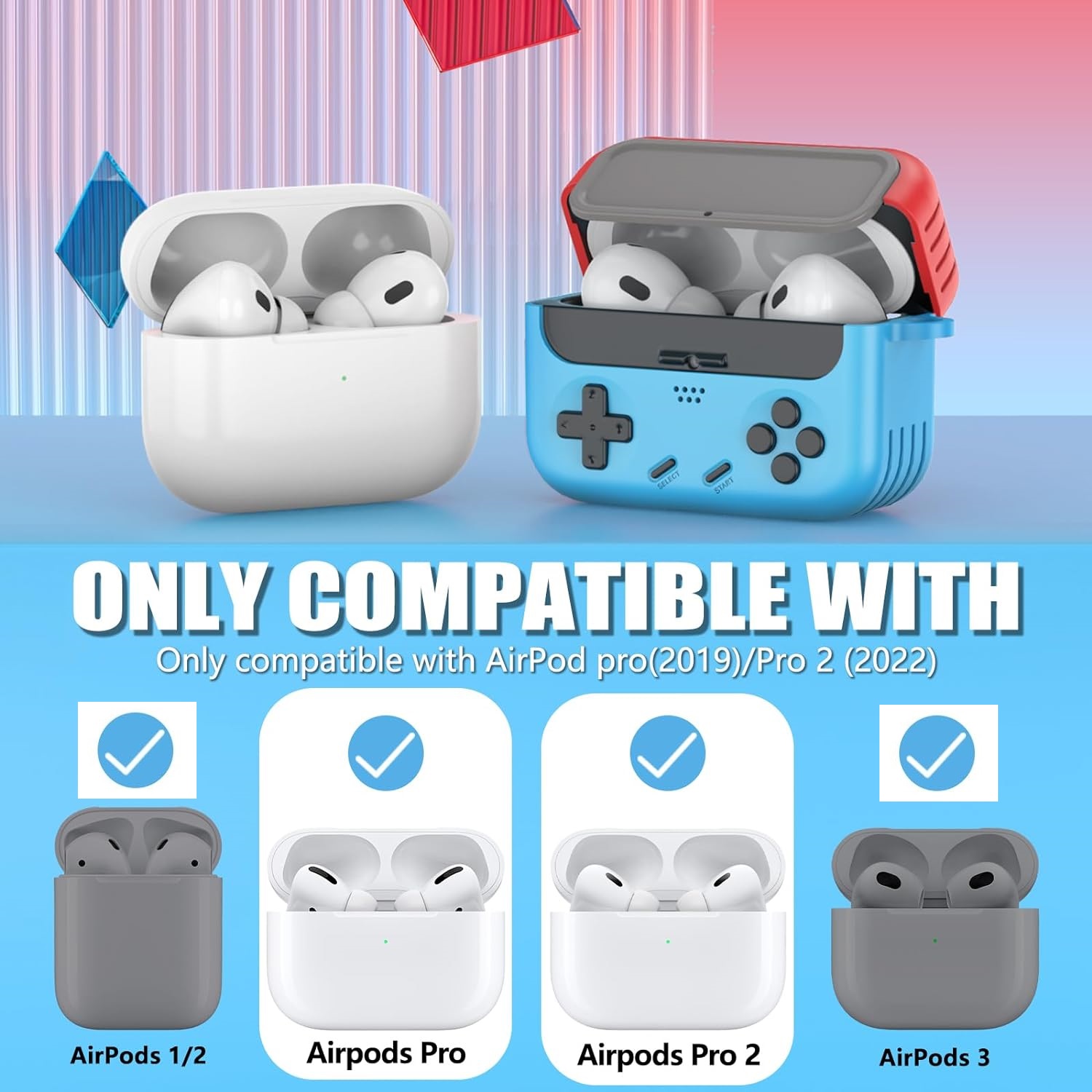 锁扣式AirPods Pro2保护套创意airpodspro3耳机壳Switch游戏手柄款耳机套AirPods4代复古潮流保护壳男女礼物 - 图3
