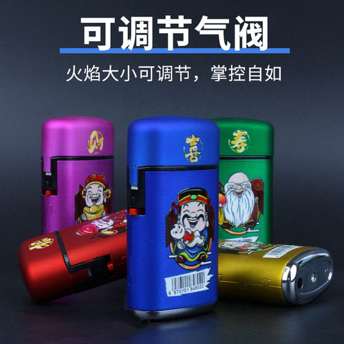 创意直冲蓝焰防风充气打火机高档翻盖家用点火器雪茄艾灸香薰蚊香 - 图0