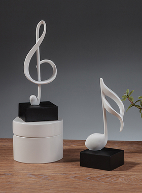 北欧ins风黑白音符书桌树脂摆件