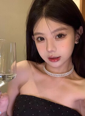 繁星璀璨三层珍珠choker高级感晚礼服项圈脖颈链配饰女