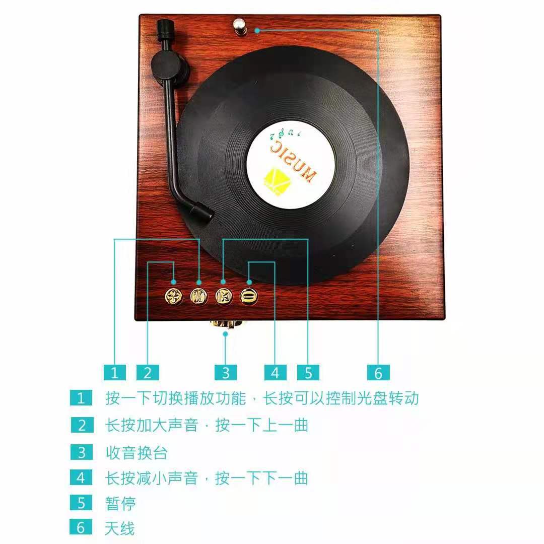 复古留声机蓝牙音响 亚马逊爆款新品可插TF卡U盘多频道收音机音箱