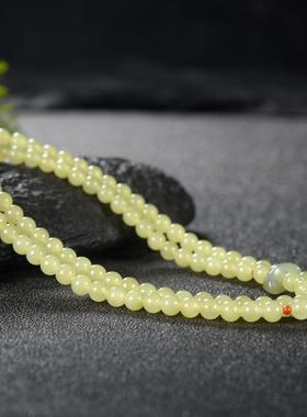 【楼兰璞钰】天然和田玉若羌黄口黄玉多圈6mm手串原创设计项链