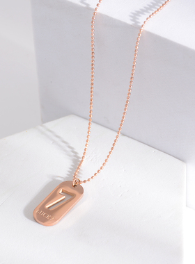 个性时尚珠珠项链钛钢数字7锁骨链女款颈链玫瑰金饰品配饰礼物