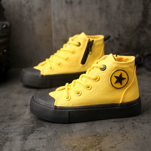 Детская высокая тканевая повседневная обувь для мальчиков, весенние кроссовки, осенняя