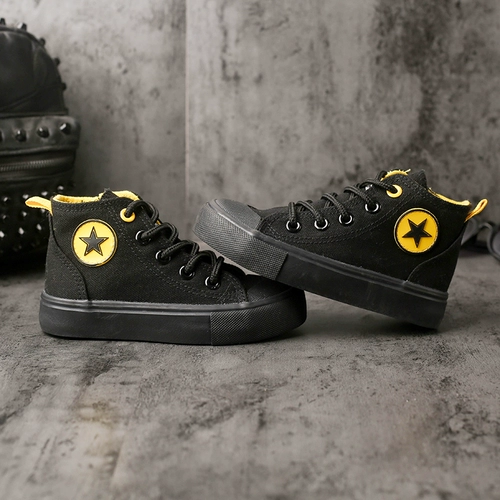 Детская высокая тканевая повседневная обувь для мальчиков, весенние кроссовки, осенняя