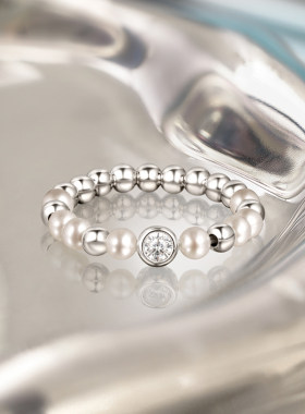 周六福淡水珍珠S925银女戒本命年