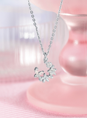 周六福纯银S925繁花项链女纯银轻奢小众浪漫甜美锁骨链送女友礼物