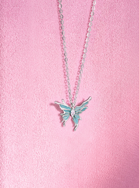 周六福饰品项链女蝴蝶结链坠S925银高级感轻奢送女友新年礼物